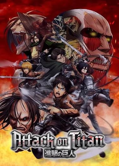 Attack on Titan anime poster, a recommended intermediate-level anime for Japanese learners