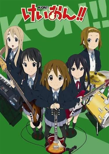 K-On! anime poster, a recommended elementary-level anime for Japanese learners